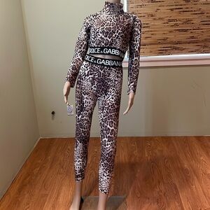 Animal Print Designer Inspired Set Shiny Material W/ Wide Band Says DG Size 8